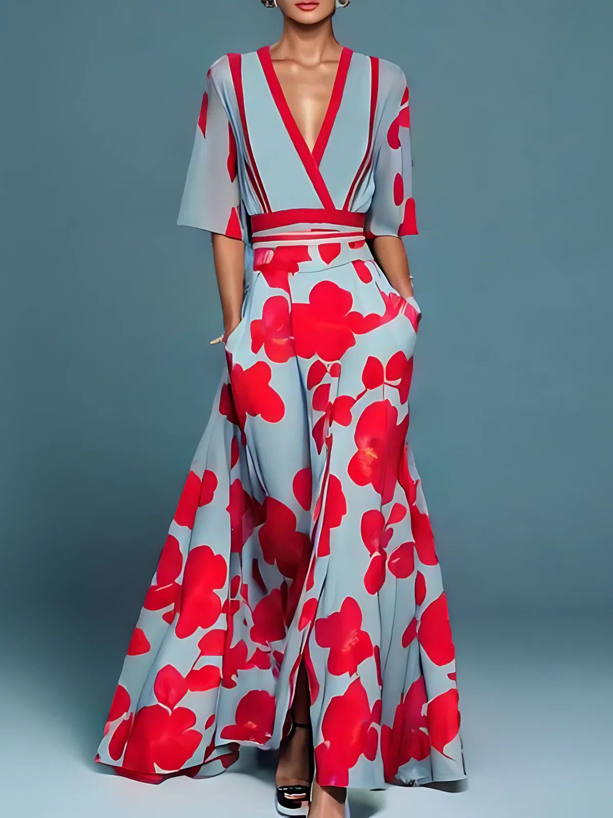 Evelyn™ - Elegantes Wickelkleid mit Blumenmuster