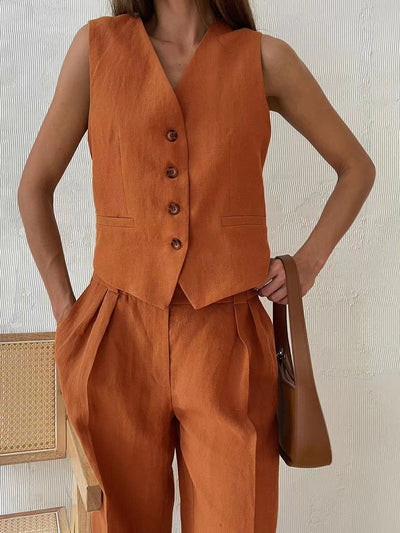 Karla | Set aus Baumwoll- und Leinenhose
