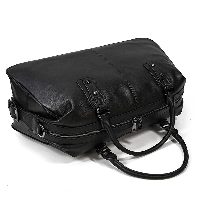 Amira | Schwarze Leder-Weekender-Tasche