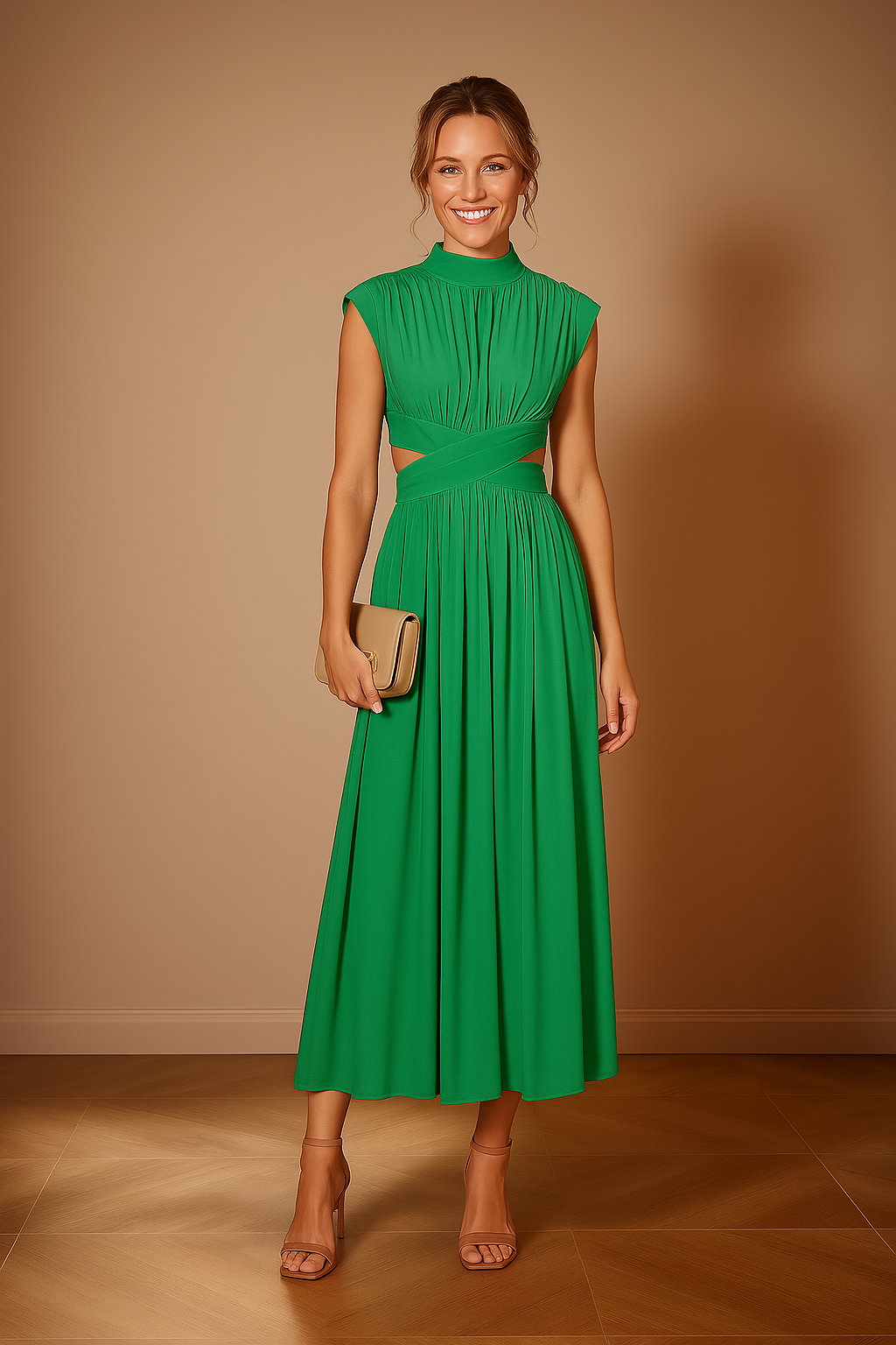 Klara | Plissiertes Kleid mit hohem Kragen
