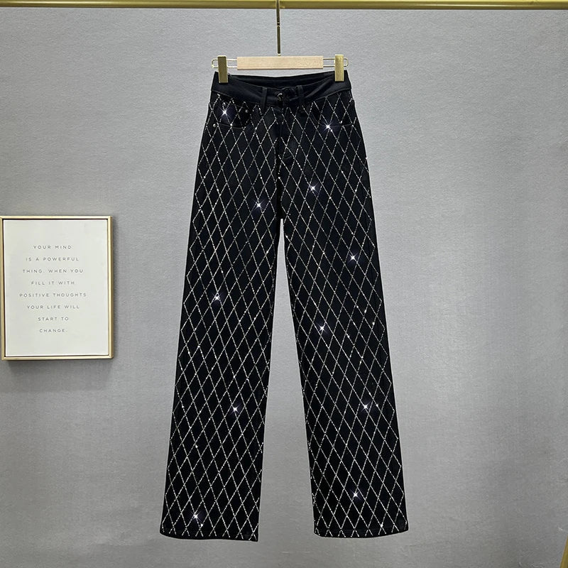 Vesper™ – Asymmetrische Karo-Denim-Hose