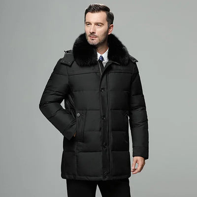 Hubert™ | Herren-Mantel aus Gänsedaunen mit Kunstfellkragen