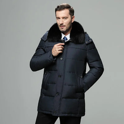 Hubert™ | Herren-Mantel aus Gänsedaunen mit Kunstfellkragen