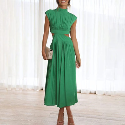 Klara | Plissiertes Kleid mit hohem Kragen