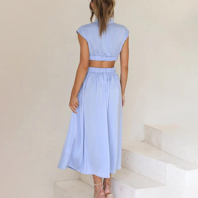 Klara | Plissiertes Kleid mit hohem Kragen