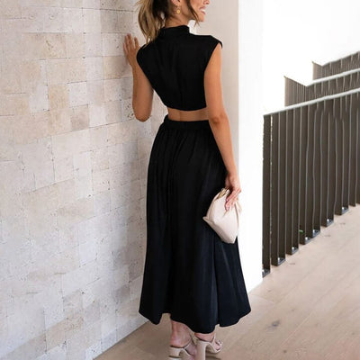 Klara | Plissiertes Kleid mit hohem Kragen